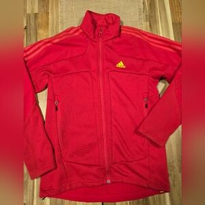 Adidas Climate Track Jacket Size Medium Fleece Lined Red on Red